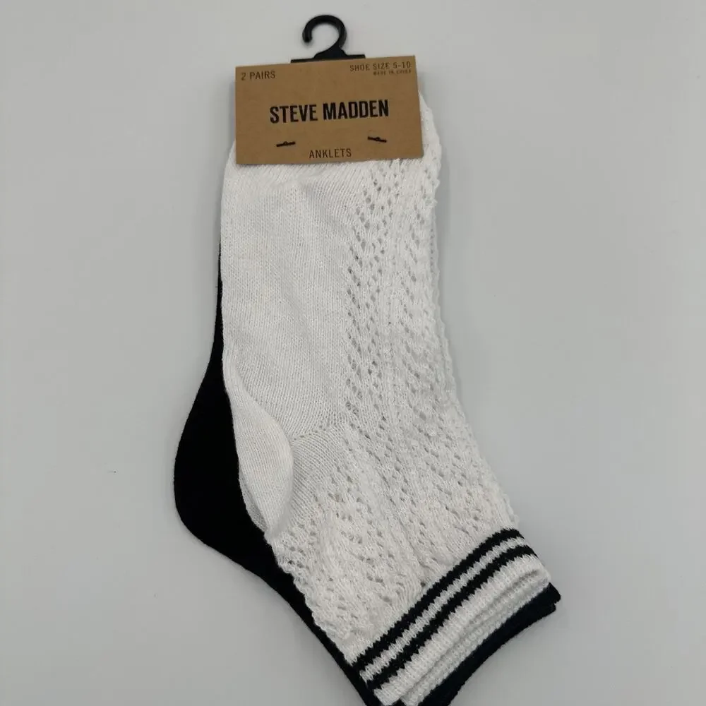 Steve Madden Ankle Socks Anklets Womens Size 9-11‎ Fit Shoe Sizes 5-10 - 2 PAIR